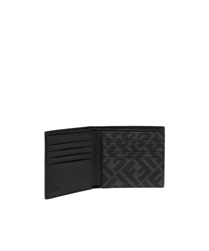 Fendi Ff Bi-fold Leather Wallet In Black