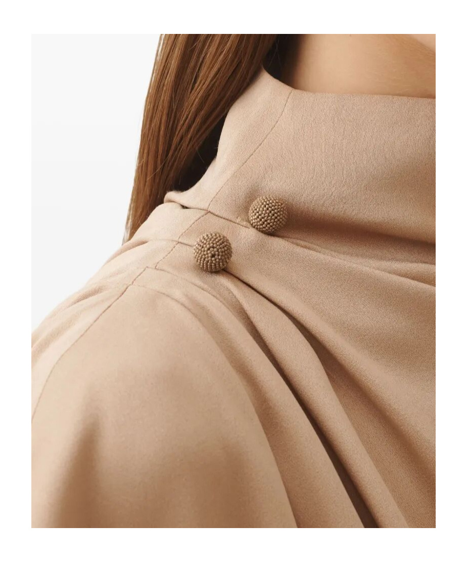 Fabiana Filippi Draped Mock-neck Enver Satin Top In Gold