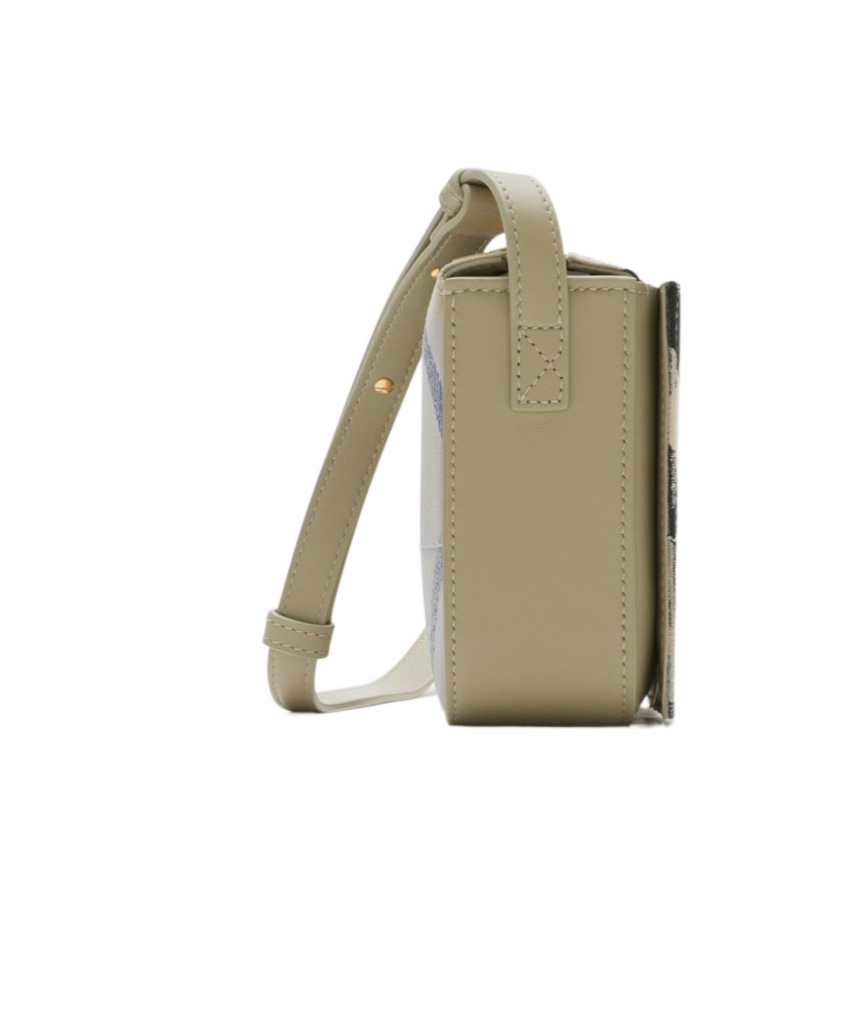 Burberry Embroidered Canvas Snip Crossbody Bag In Nude