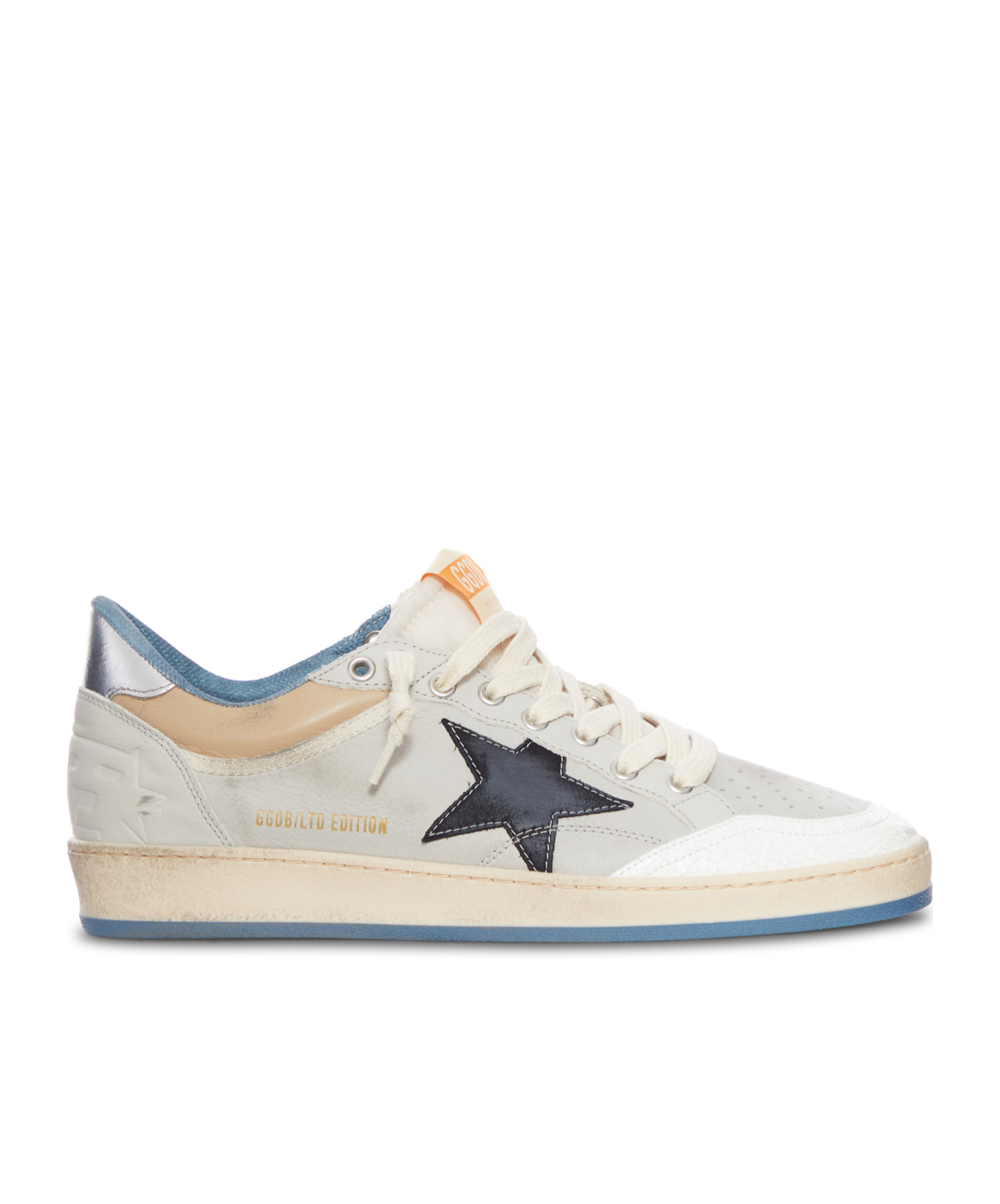 Golden Goose Ballstar Nabuk And Nylon Upper Crack Leather Toe Nylon Tongue Nabuk Star Laminated Heel Leather Spur In Gray