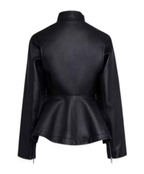 Alaïa Womens Noir Alaia Peplum Band-collar Leather Jacket In Black