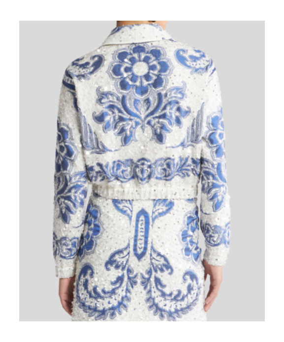 Etro Cropped Bomber Jacket With Sequin Embroidery
