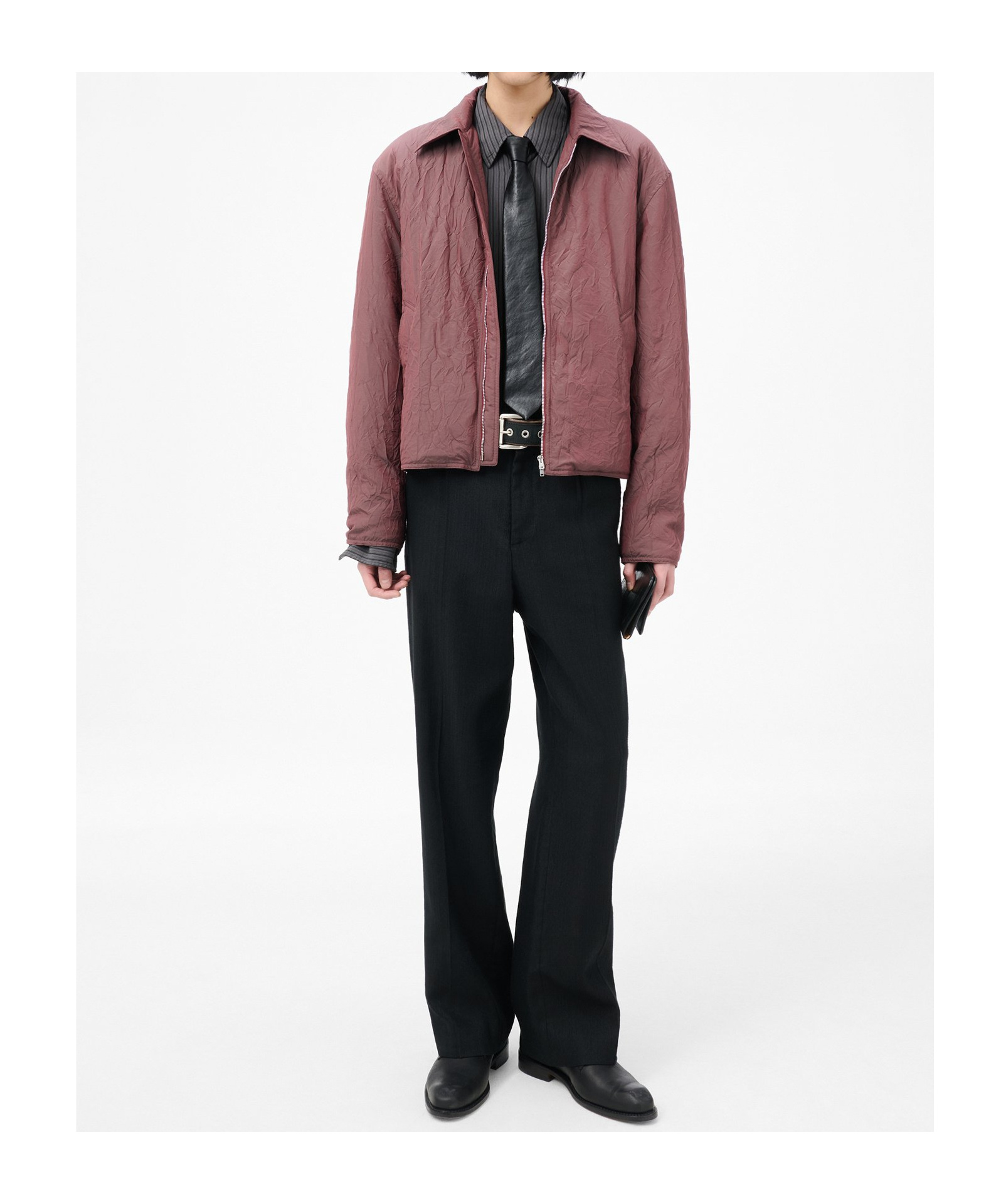 Our Legacy Mens Shining Cherry Slight Classic-collar Nylon Jacket In Red