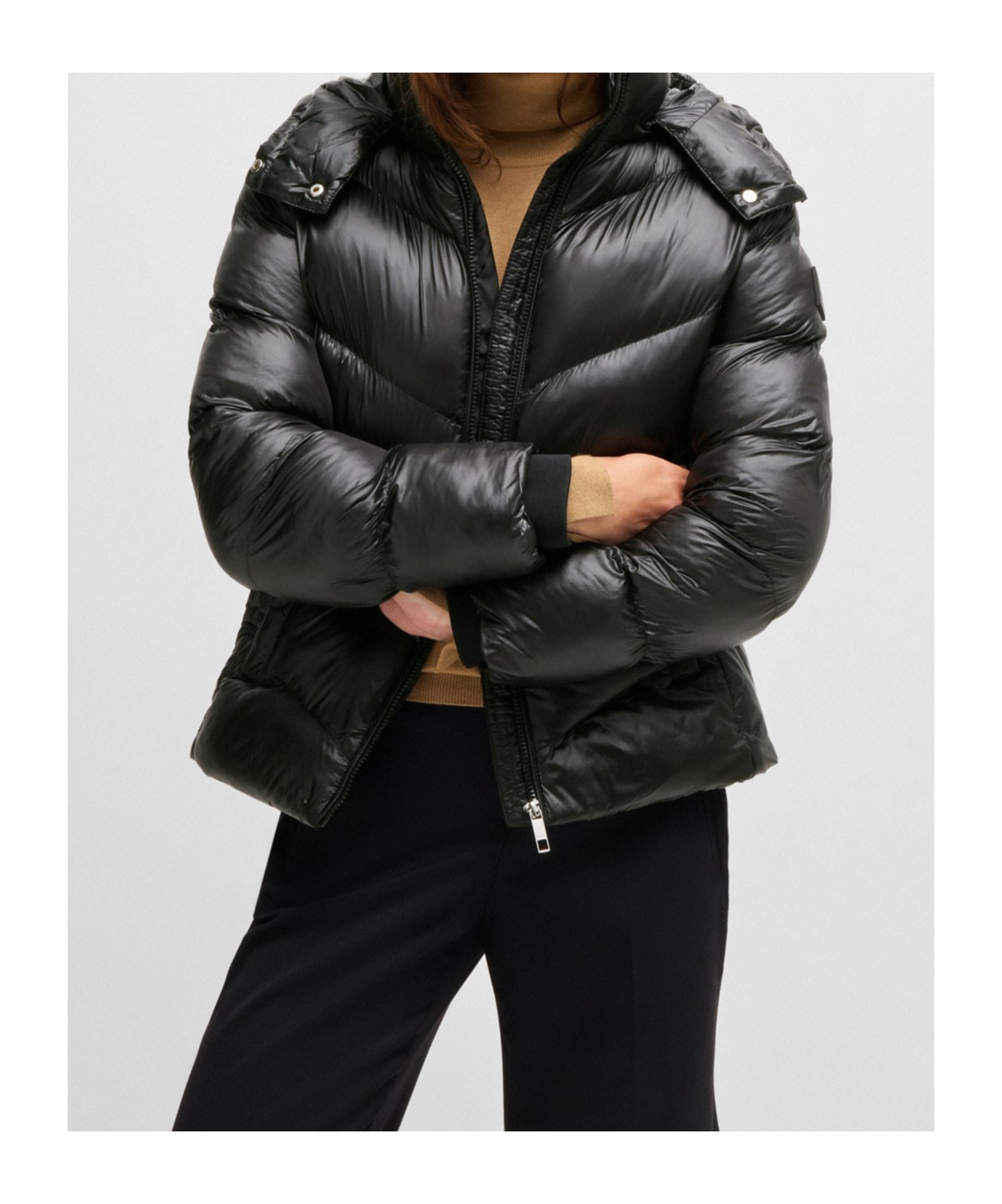 Hugo Boss Water-repellent Padded Jacket With Adjustable Hood In Black
