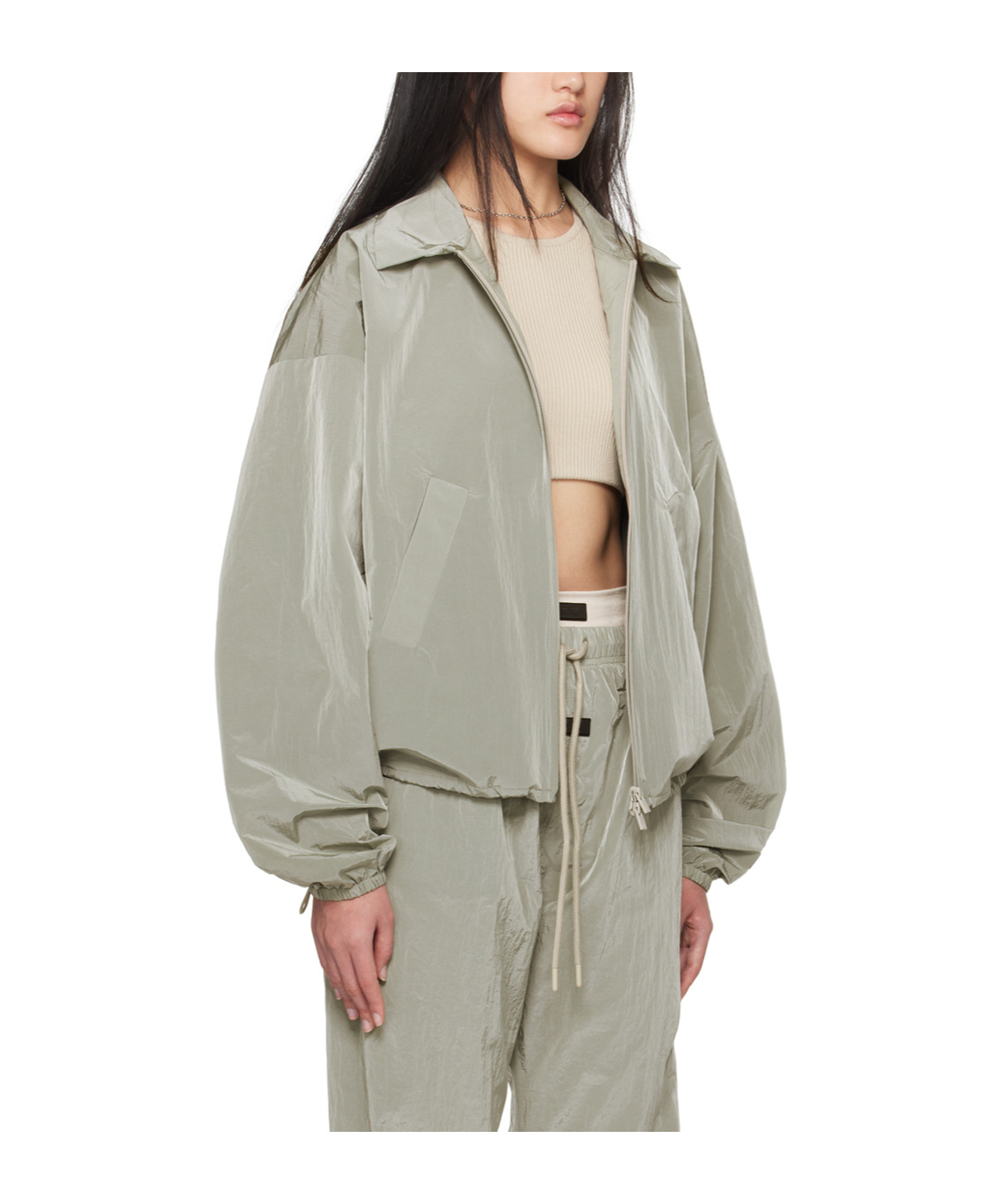 Essentials Gray Shell Bomber Jacket In Gray