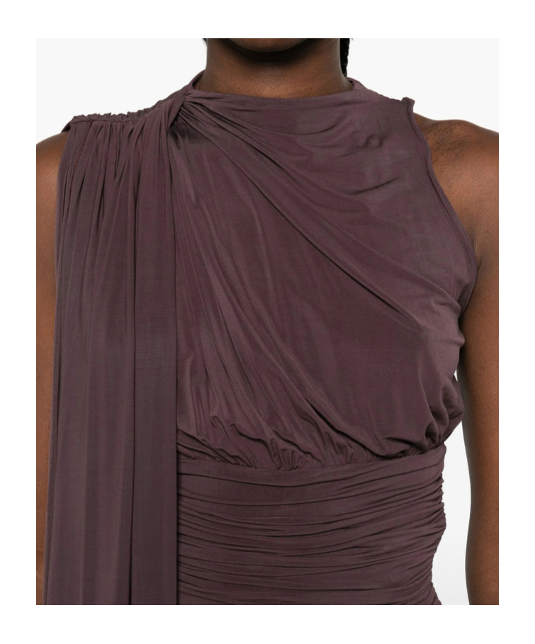 Magda Butrym Drop-waist Sheer Midi Dress In Brown