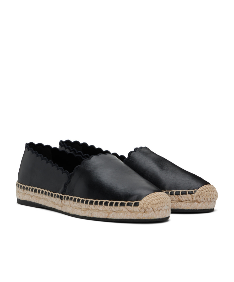 Chloé Womens Chloe Isla Logo-embossed Leather Espadrilles In Black