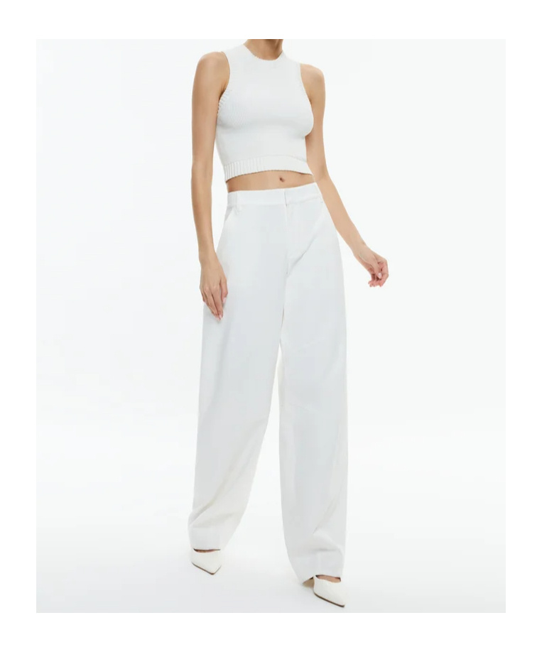 Alice And Olivia Porter Low-rise Tapered Trousers In Off White
