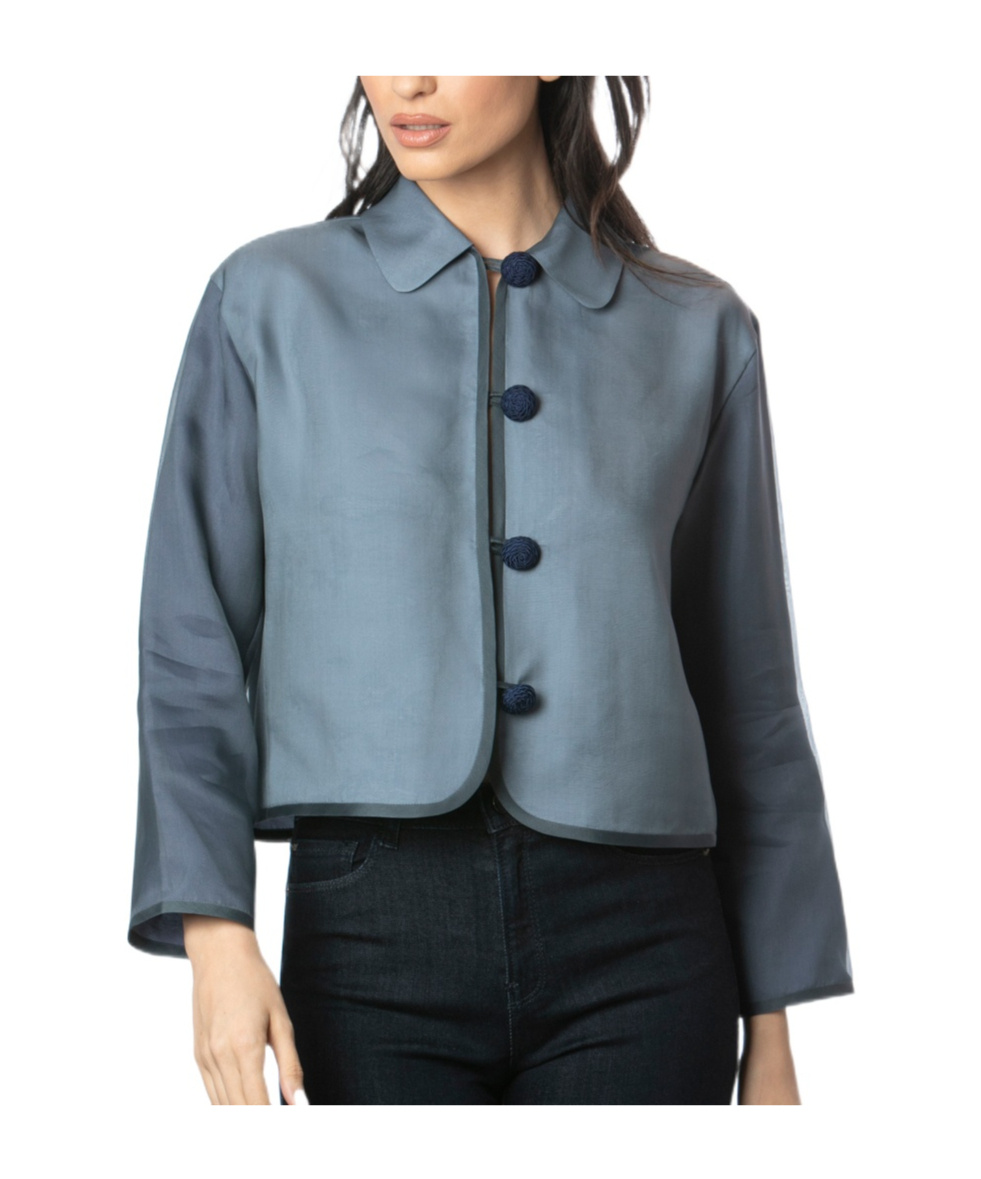 Emporio Armani Silk Cropped Jacket In Black