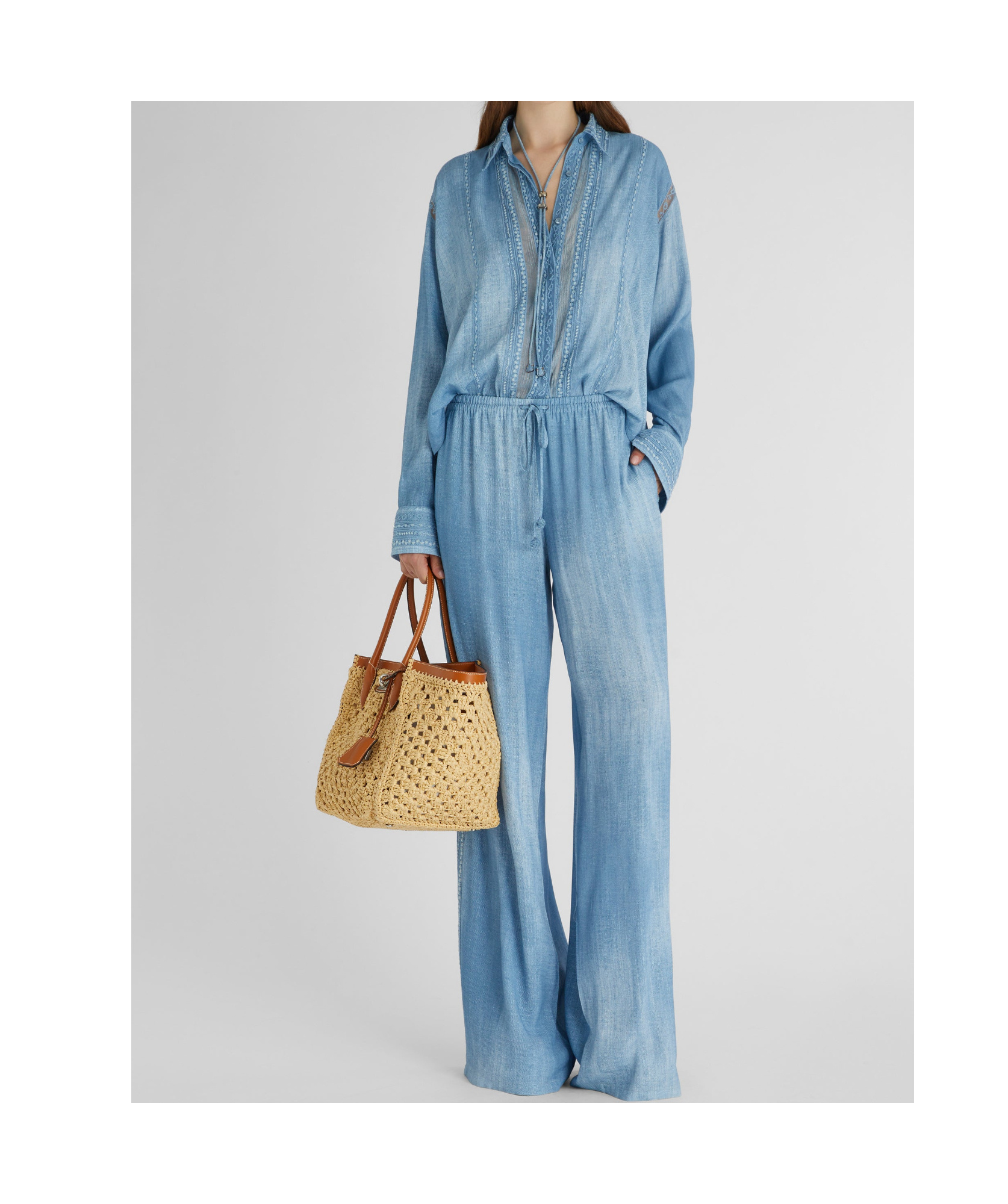 Ermanno Scervino Drawstring Wide-leg Pants In Blue