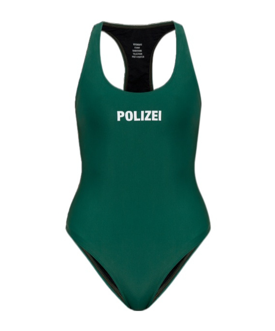 Vetements Text-print Swimsuit In Green