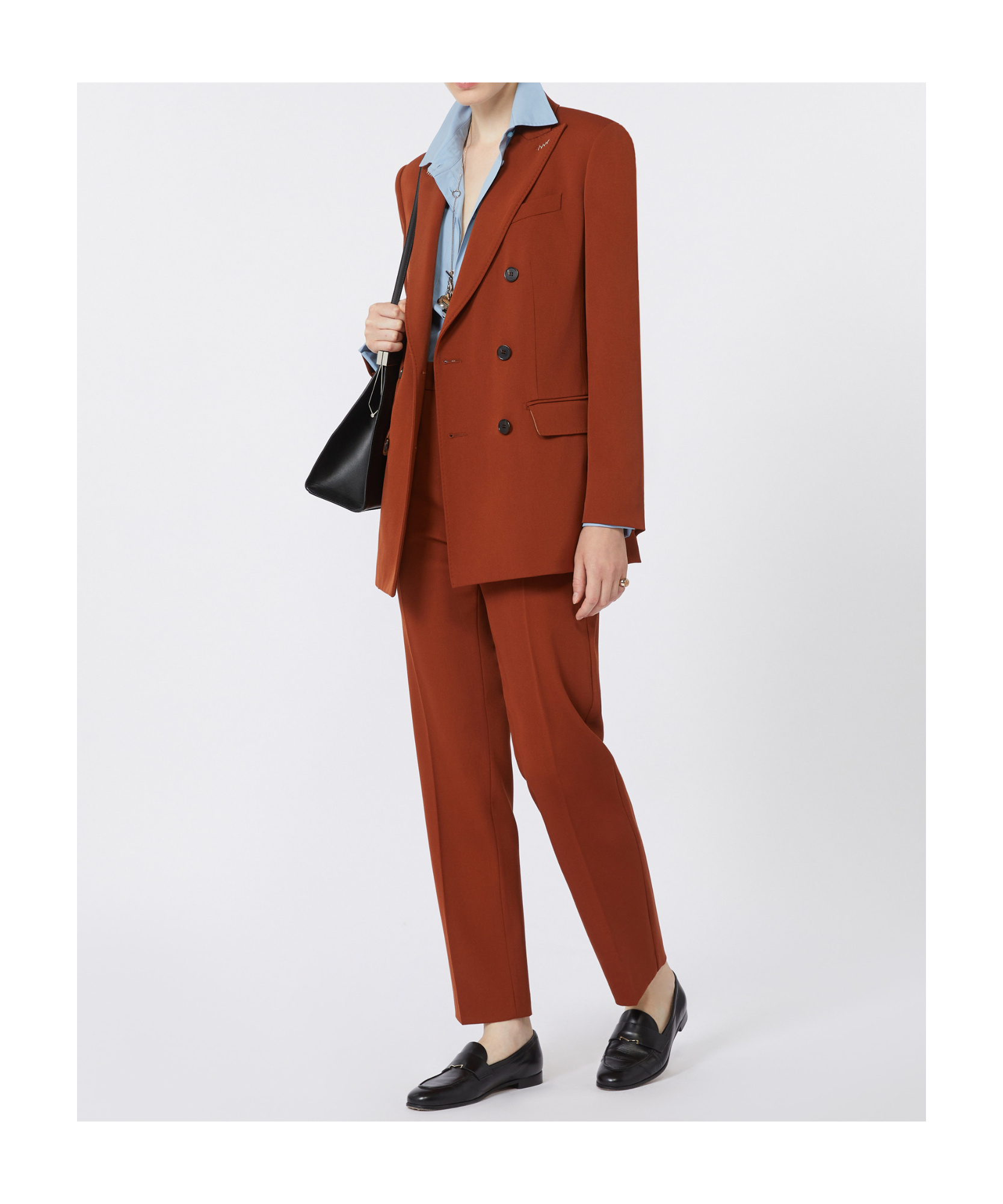 Max Mara Double-breasted Wool Blazer In Brown