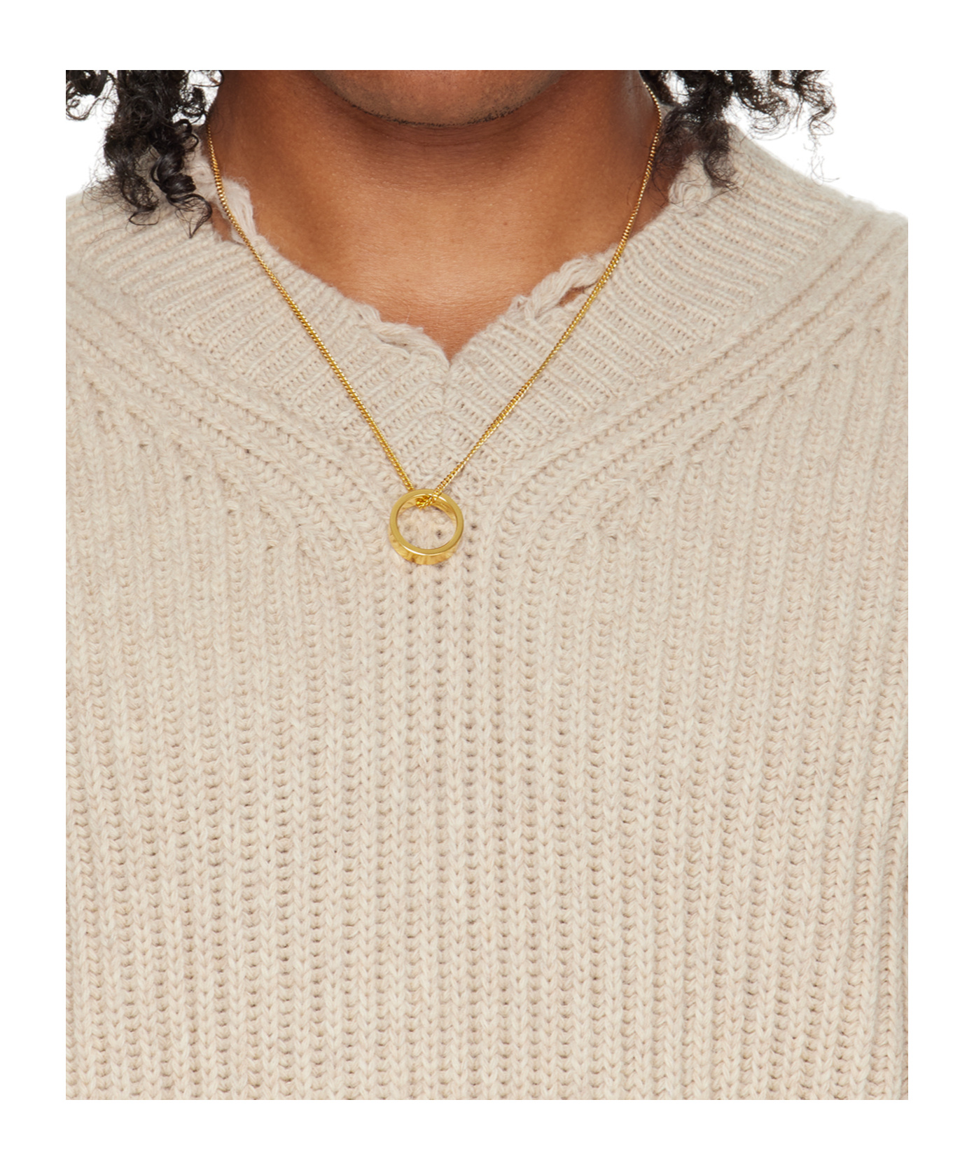 Mm6 Maison Margiela Ring-pendant Necklace In Gold