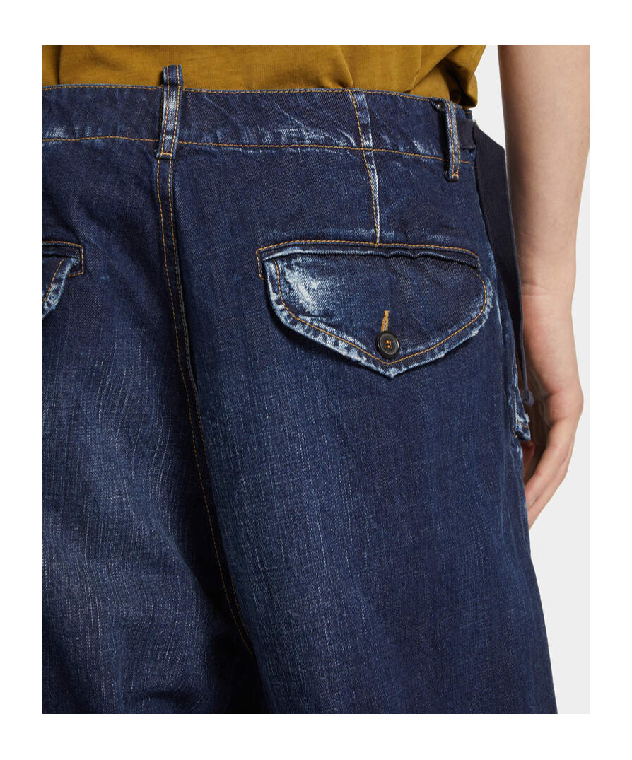 Dsquared2 Be Cool Be Nice Utility Wide Denim Pant In Blue