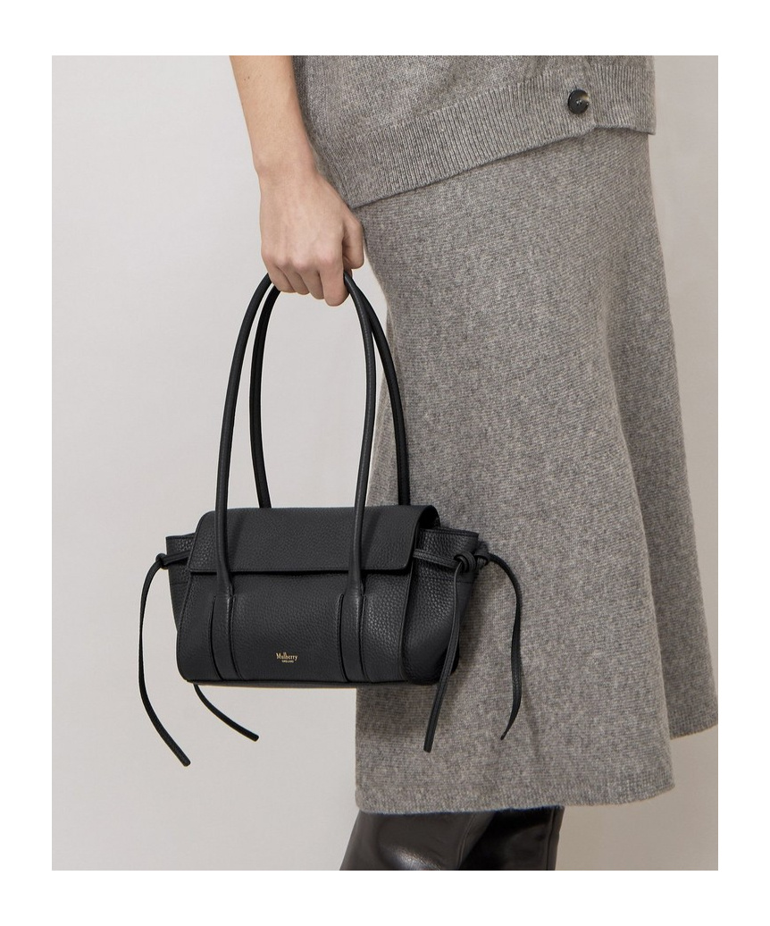 Mulberry 'small Bayswater' Black Shoulder Bag With Laminated Logo