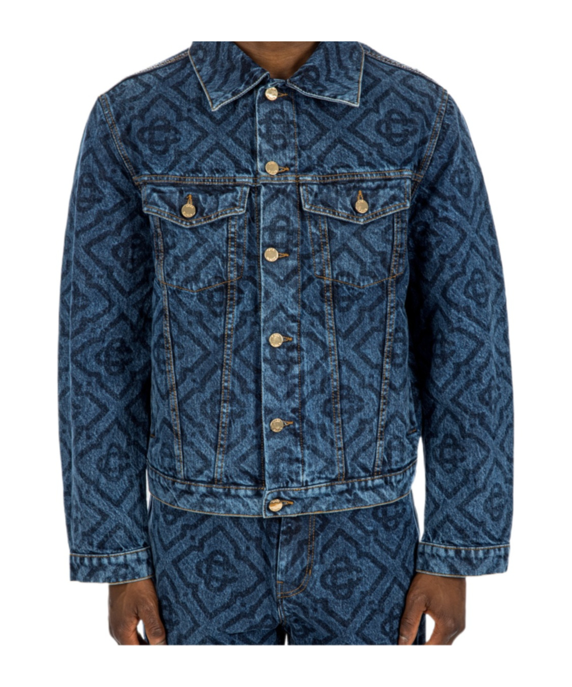 Casablanca Laser Monogram Denim Jacket In Blue