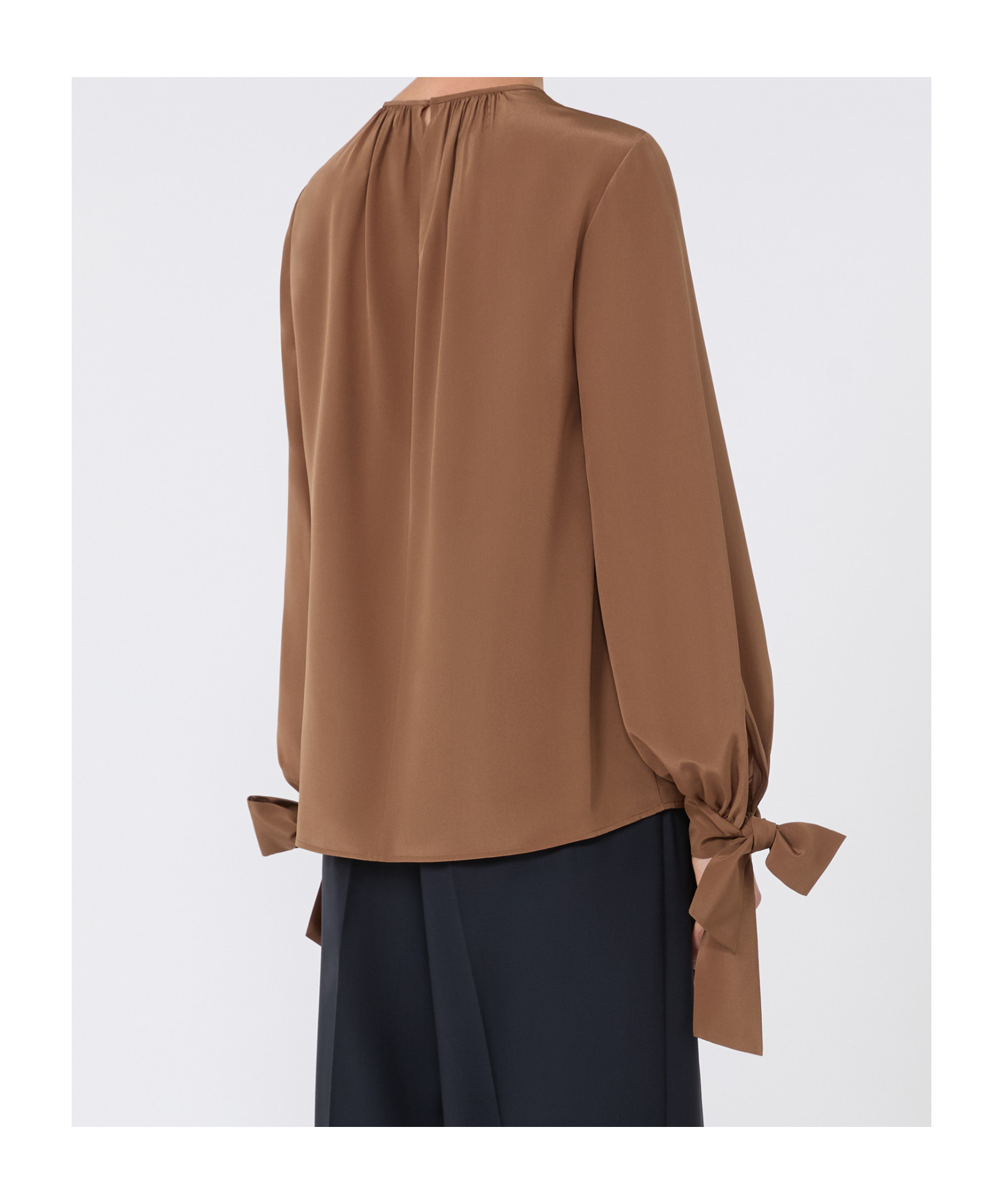 Max Mara Silk Crepe De Chine Blouse In Brown