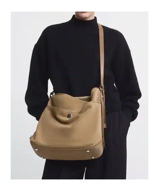 Hogan Shoulder Bag Suede Front Pocket In Sand