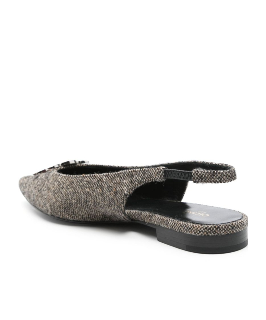 Celine Women Alma Triomphe Slingback Ballerina In Gray