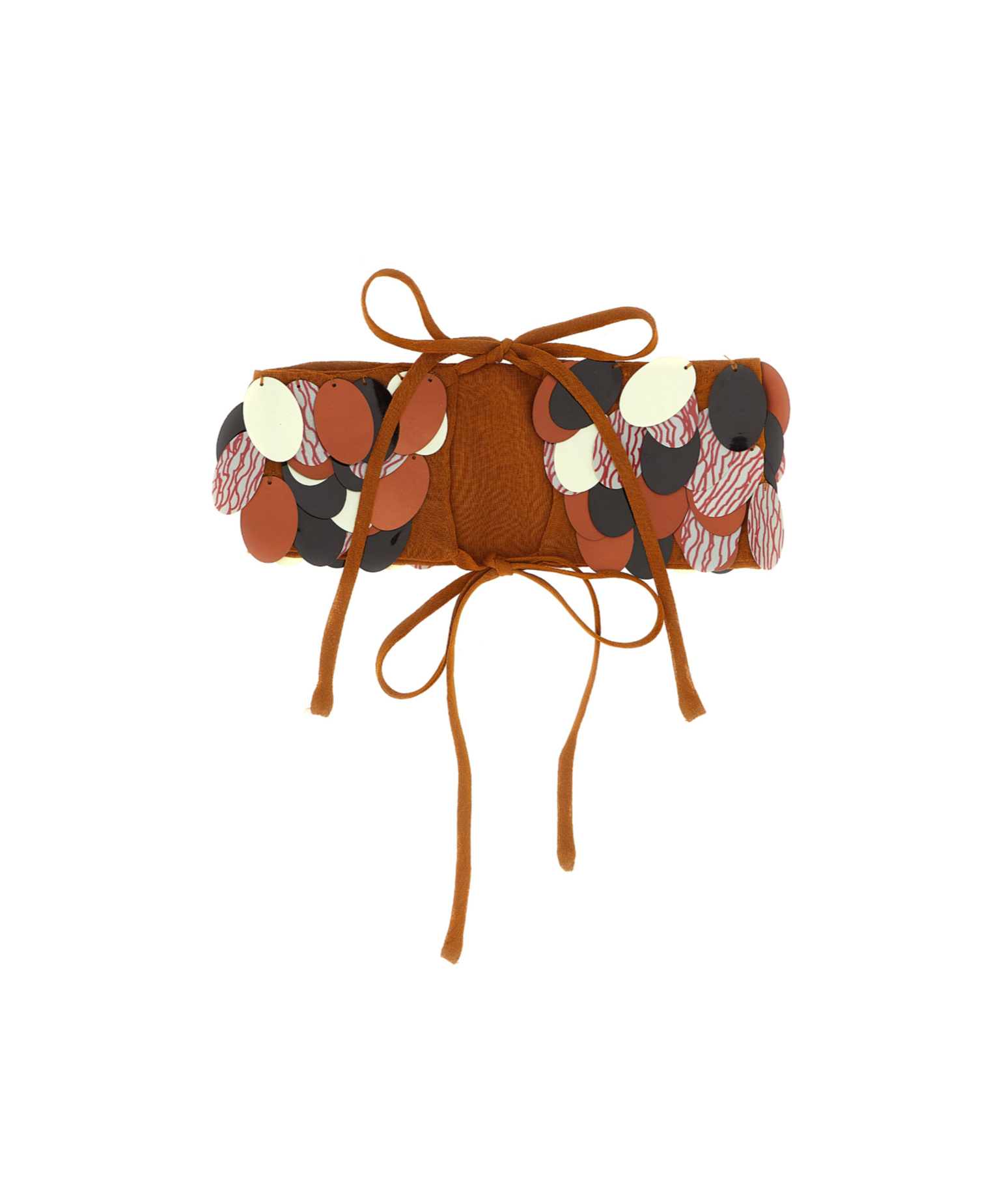 Dries Van Noten Sequin Embellished Gilbert Choker Necklace In Brown