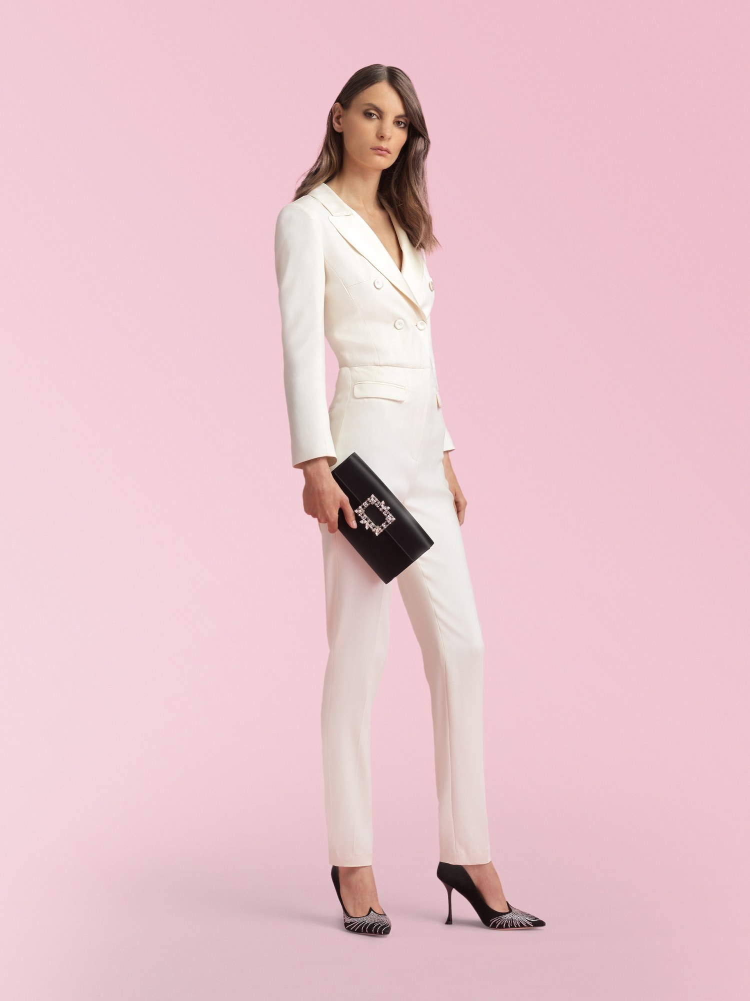 Roger Vivier Broche Buckle Envelope Flap Crossbody Bag In Black
