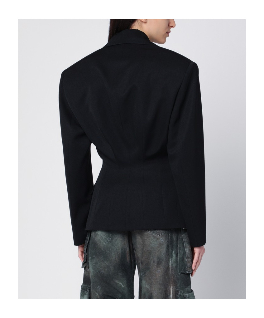 Attico Single-breasted Maxi-shoulders Blazer In Black