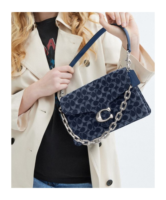 COACH CHAIN TABBY SHOULDER BAG IN SIGNATURE DENIM