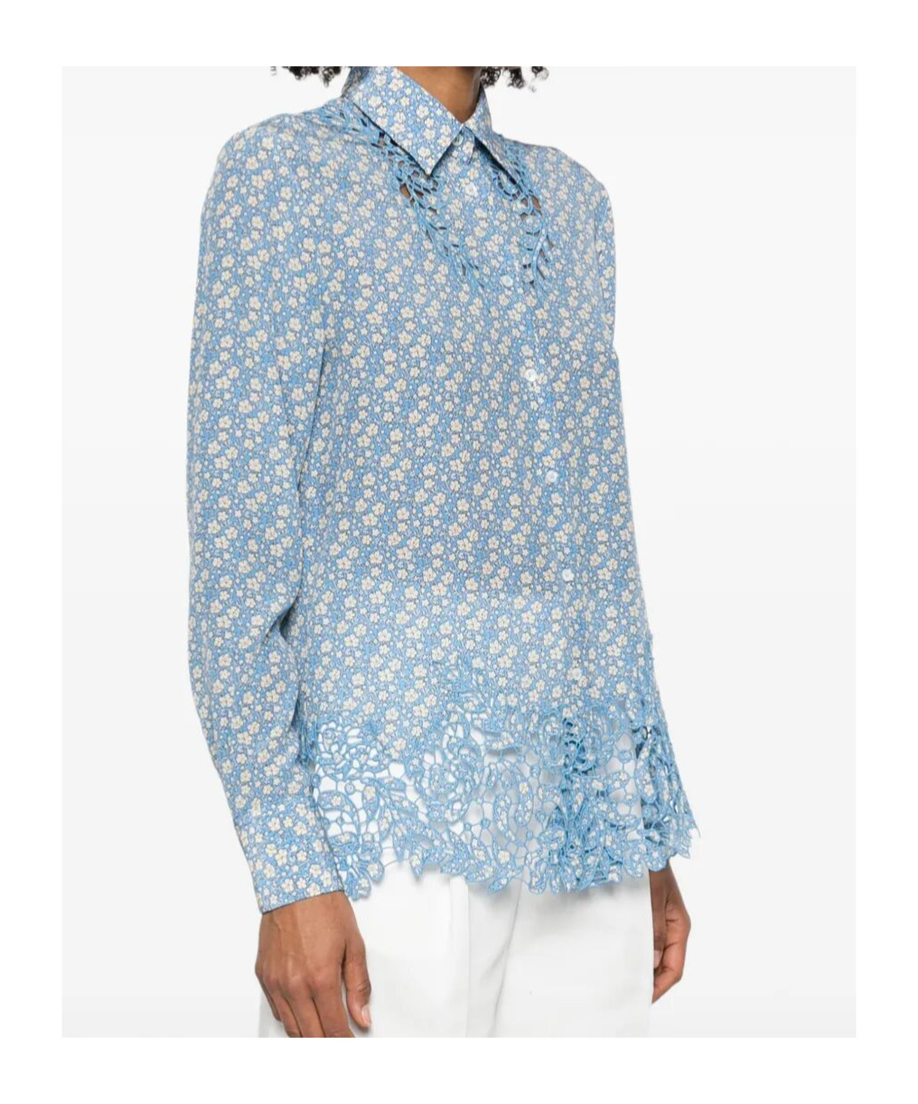 Ermanno Scervino Floral-print Shirt In Blue