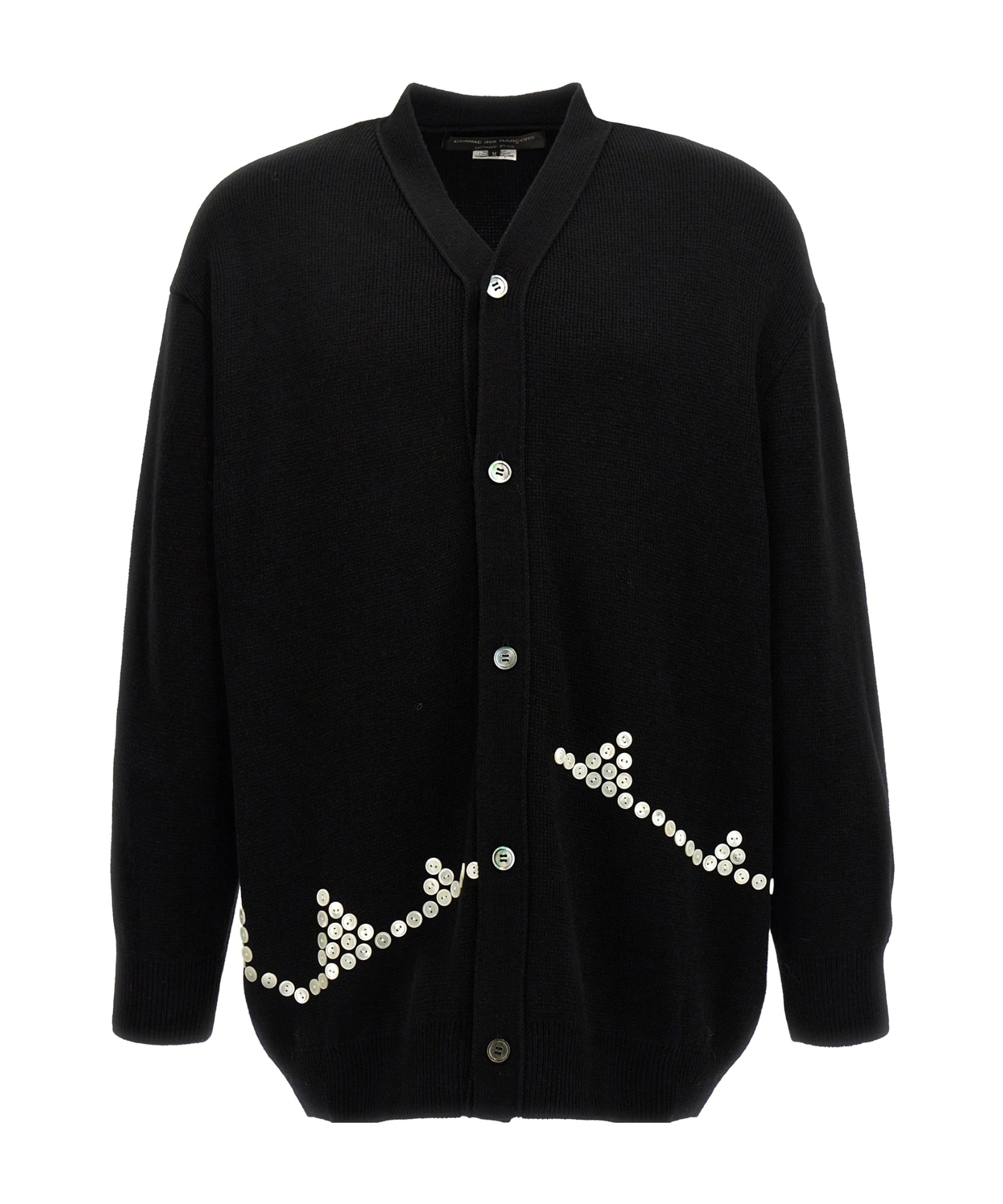 Comme Des Garçons Button Detail Knitwear Sweater With Cuffed Sleeves In Black