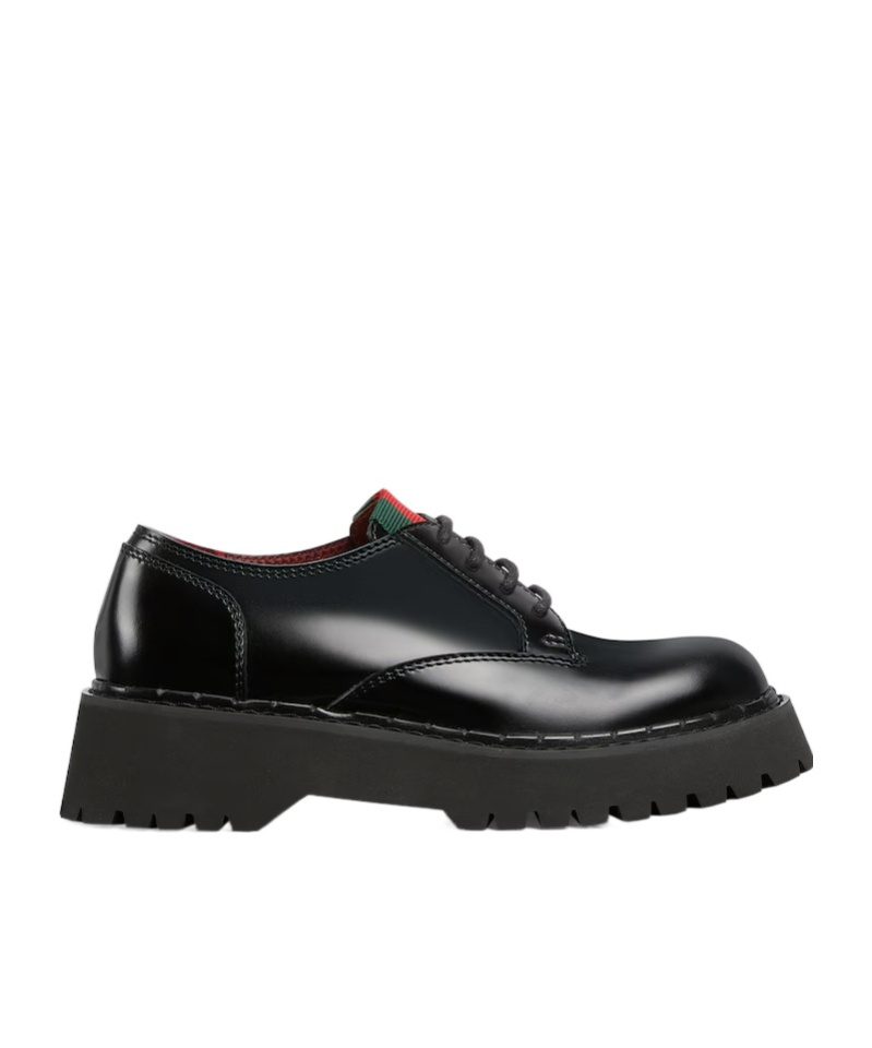 Gucci Web Lace-up Shoes In Black