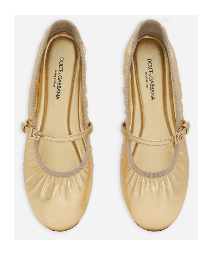 Dolce & Gabbana Nappa Mordore Ballet Flats In Nude