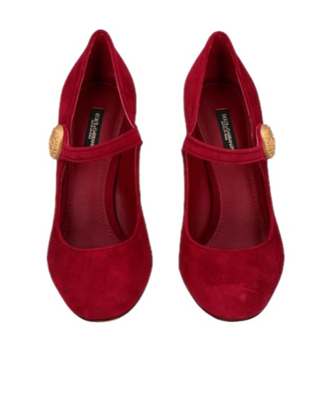 Dolce & Gabbana Roundtoe Mary Jane Flats In Red