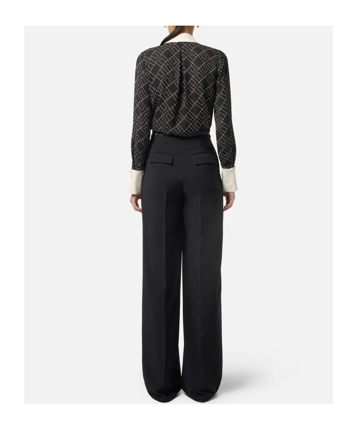 Elisabetta Franchi Georgette Blouse With Two-colour Print In Black