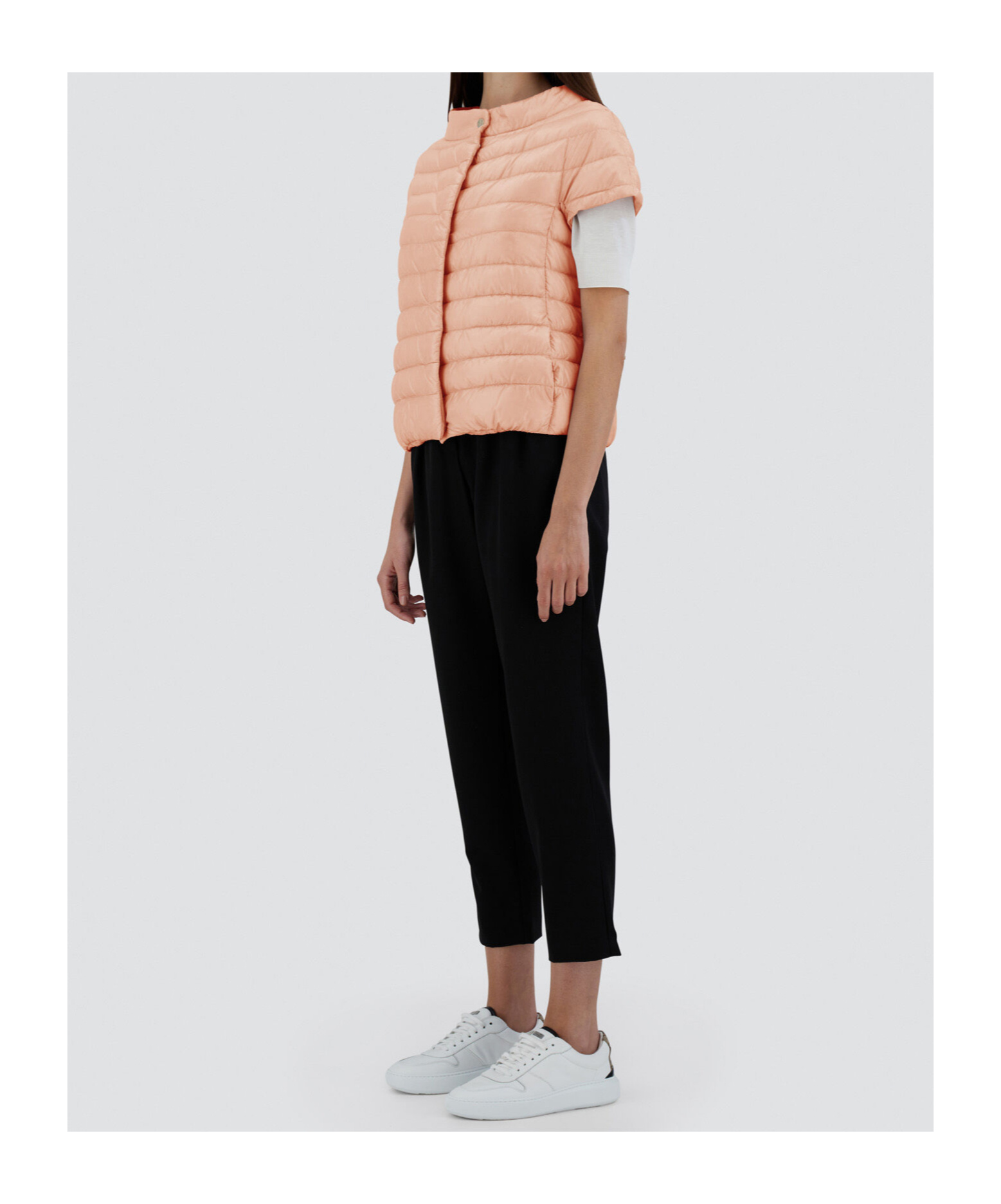 Herno Puffer Jackets With Short Sleeves And High Collar In Pink