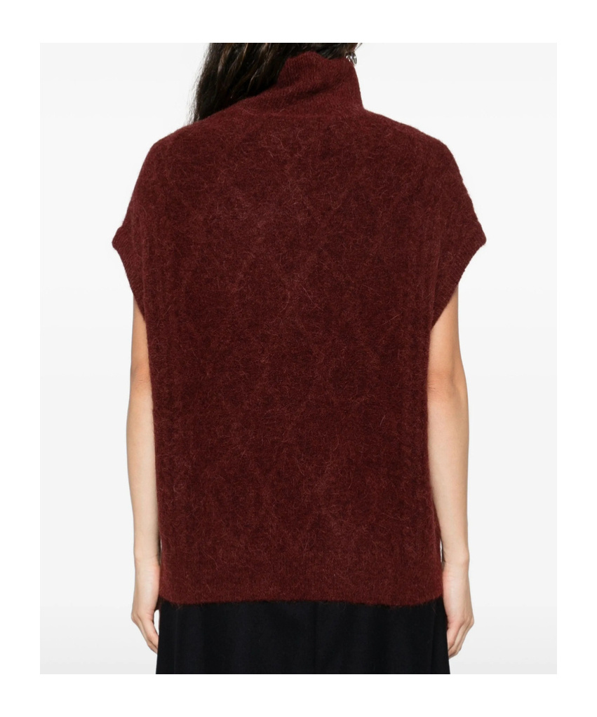 Bellerose Roll-neck Sleeveless Knitted Top In Red