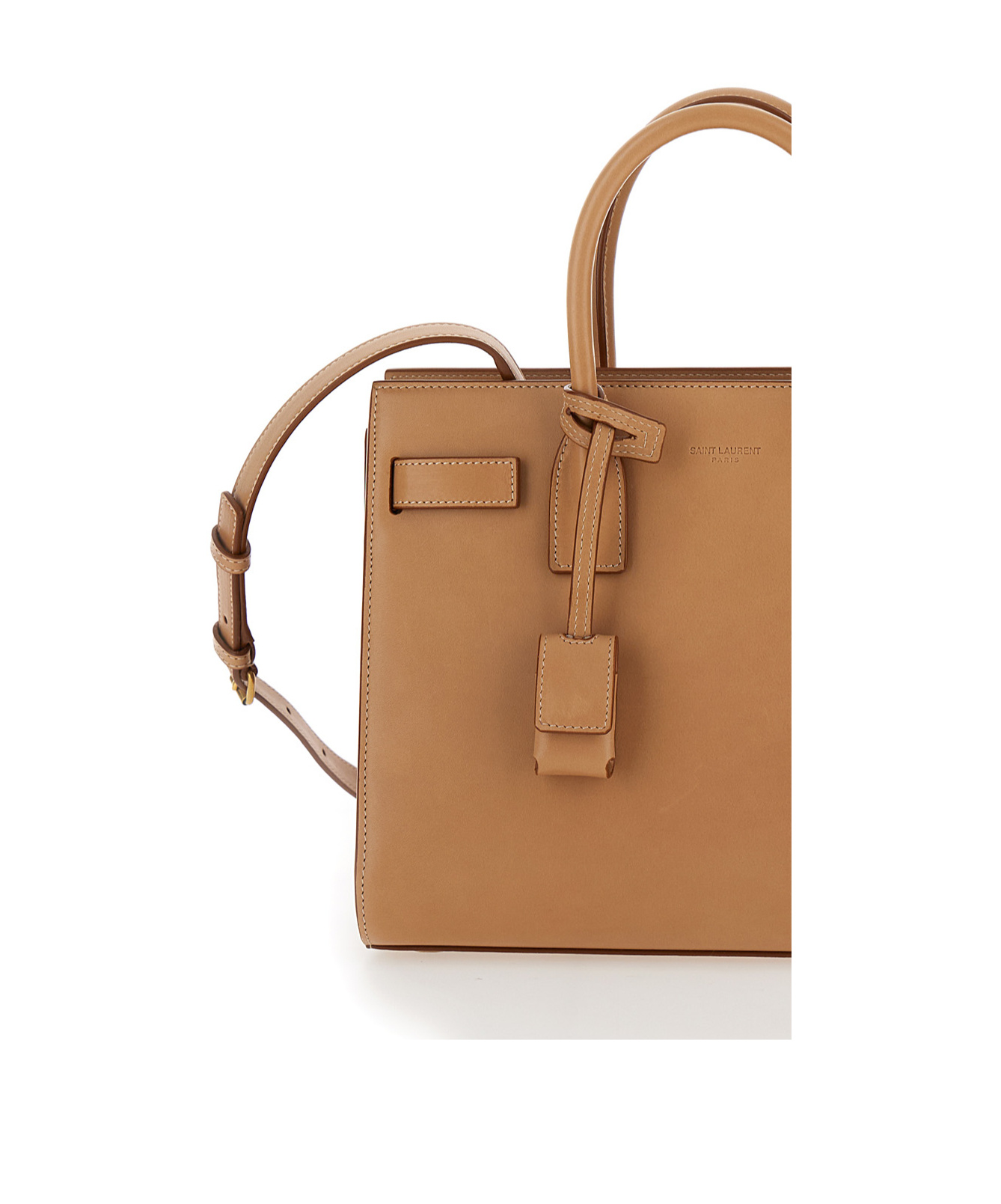 Saint Laurent Camel Leather Baby Sac De Jour Handbag In Brown