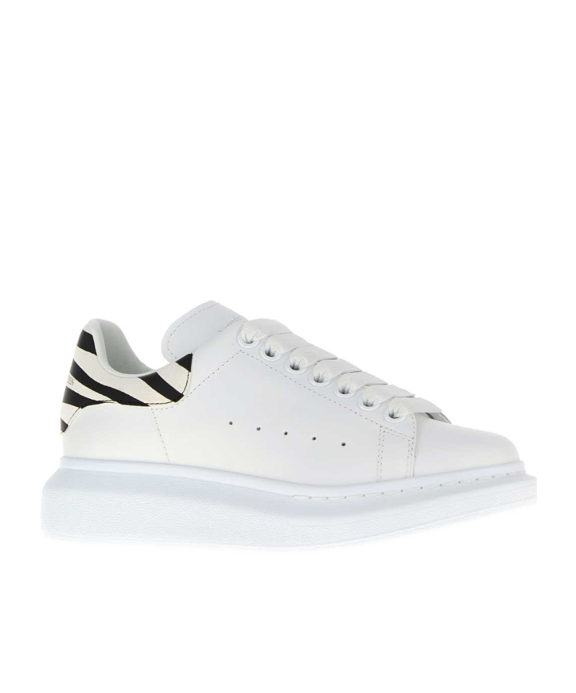 Alexander Mcqueen Leather Sneakers Featuring Printed Suede Heel In White