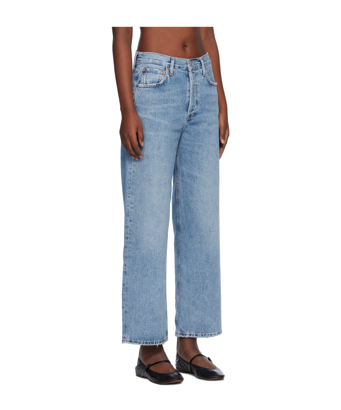 Agolde High Waist Denim Trousers In Blue