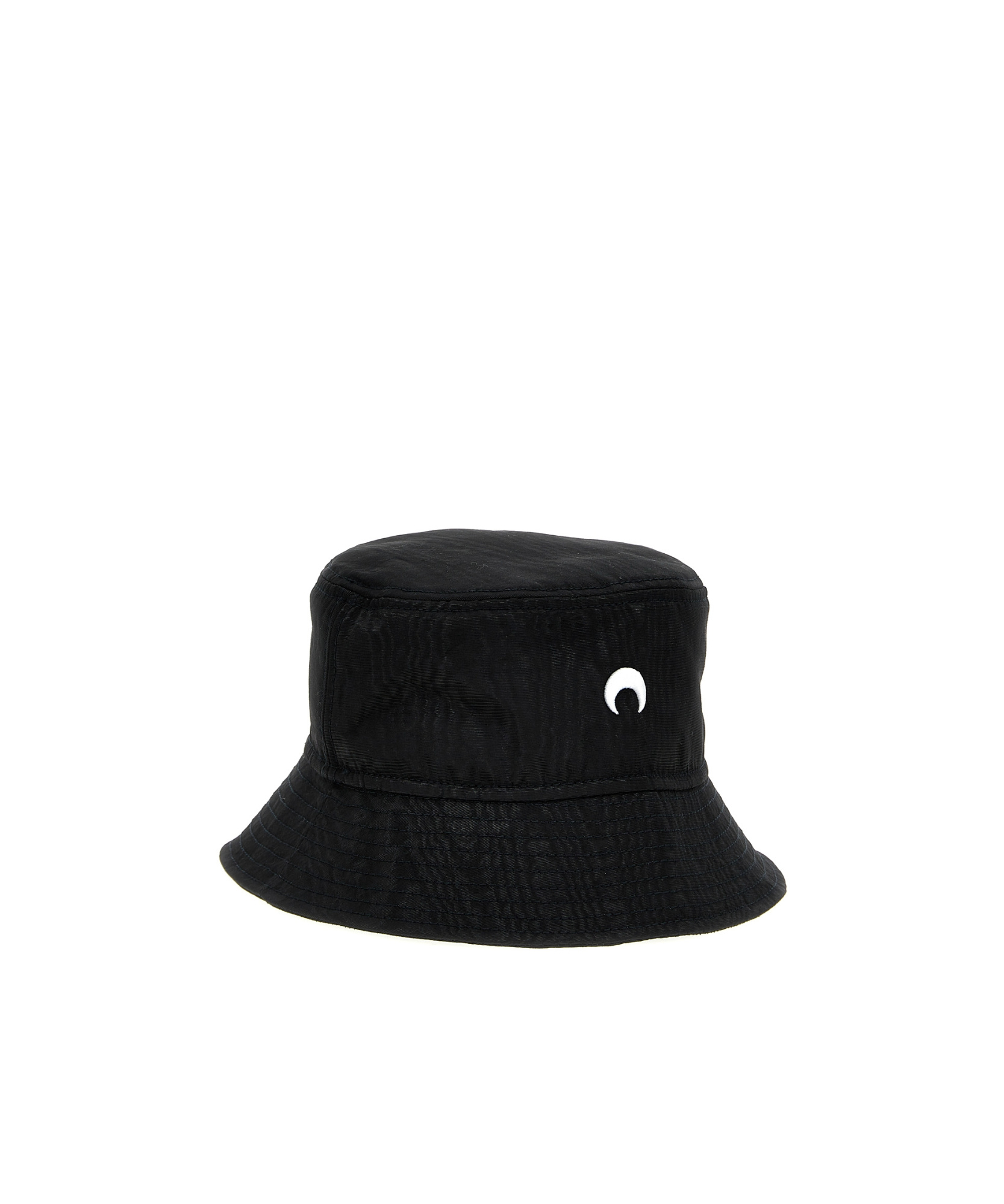 Marine Serre Logo-embroidered Cotton Bucket Hat In Black