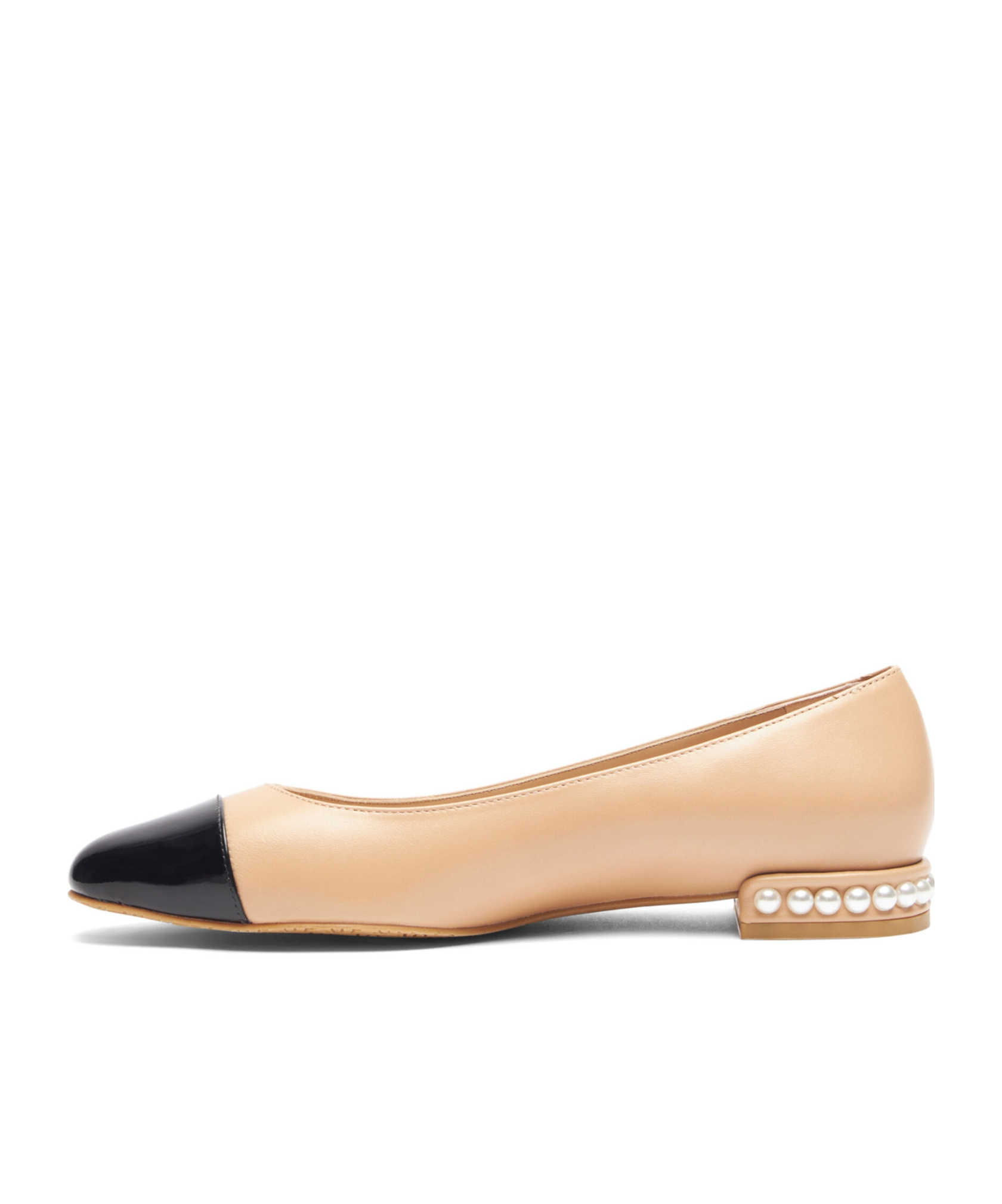 Stuart Weitzman Pearl Contrasting-toecap Ballerina Shoes In Nude