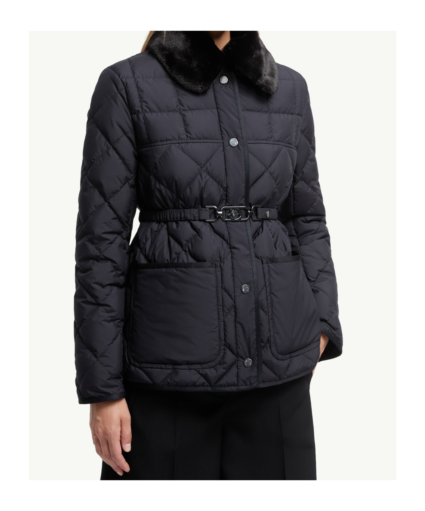 Moncler Womens Navy Cygne Belted Shell-down Jacket In Blue