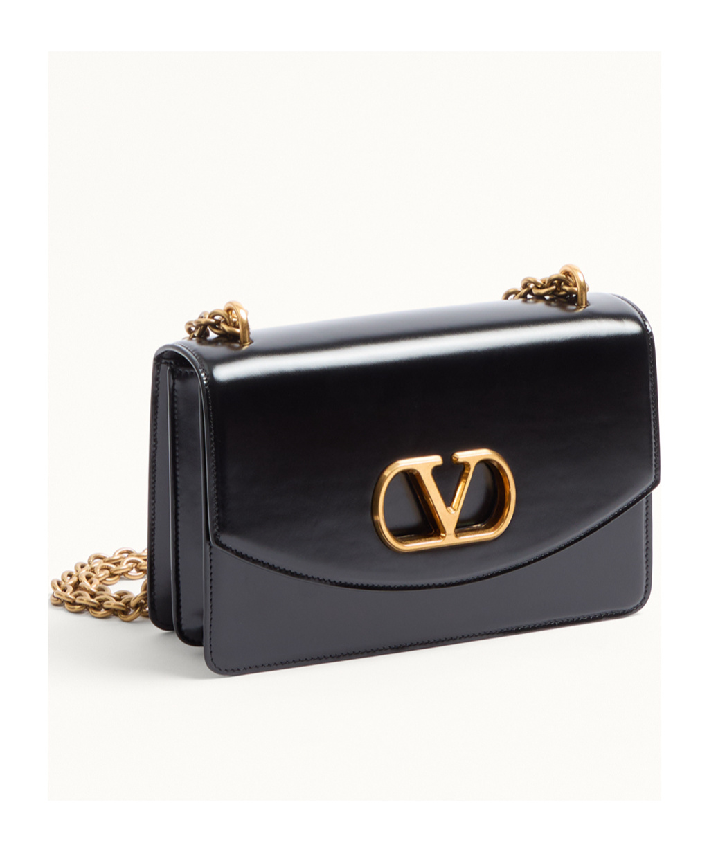 Valentino Garavani Garavani Vain Small Shoulder Bag In Shiny Calfskin Woman Black Uni