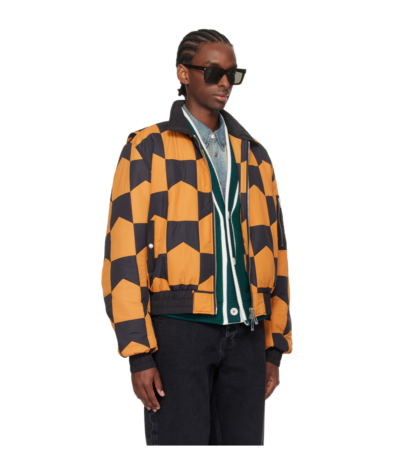 Rhude Chevron-print Quilted Shell Jacket In Black