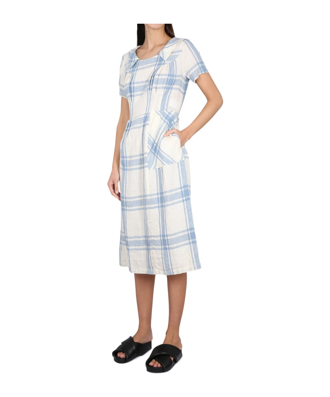 Aspesi Pleated Check Maxi Dress