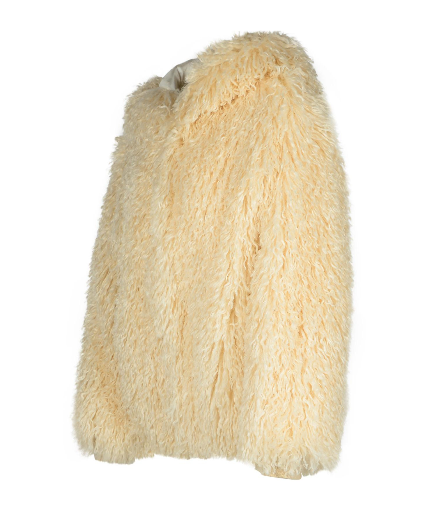 Msgm Faux-fur Single-breasted Jacket In Nude