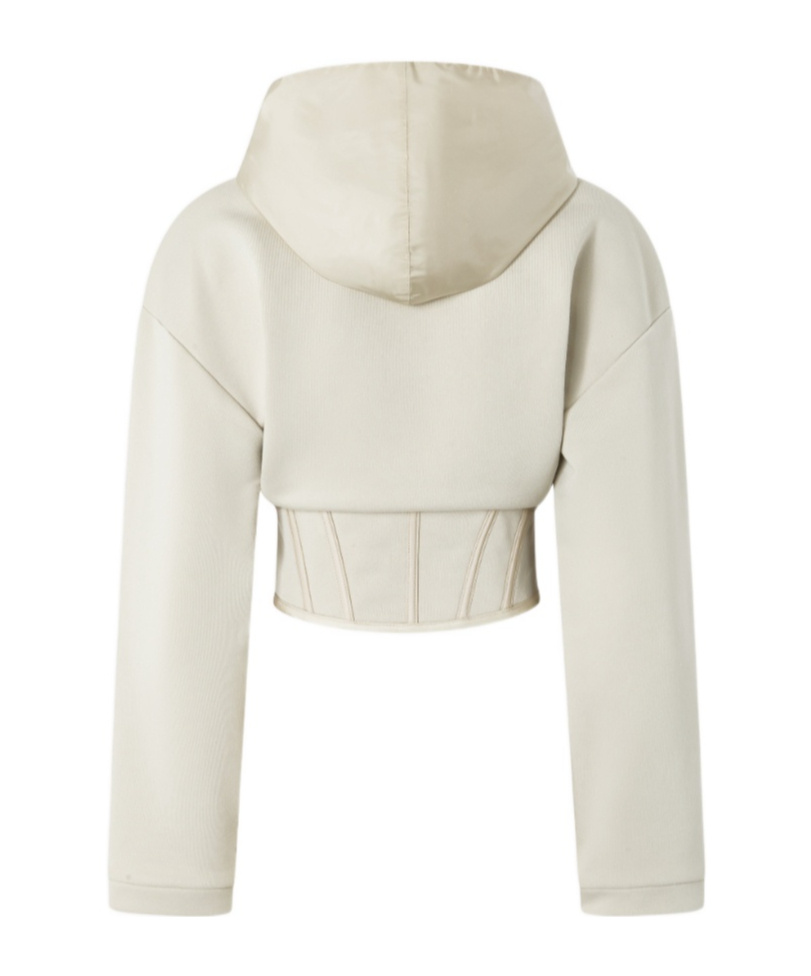 Pinko Bustier Sweatshirt With Hood And Zip In White