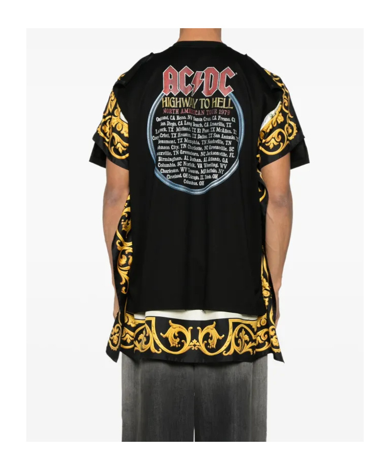 Junya Watanabe Acdc Printed T-shirt In Black