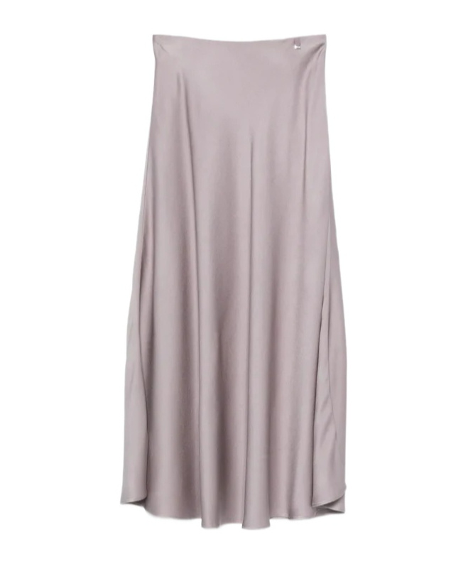 Herno Satin Midi Skirt In Gold