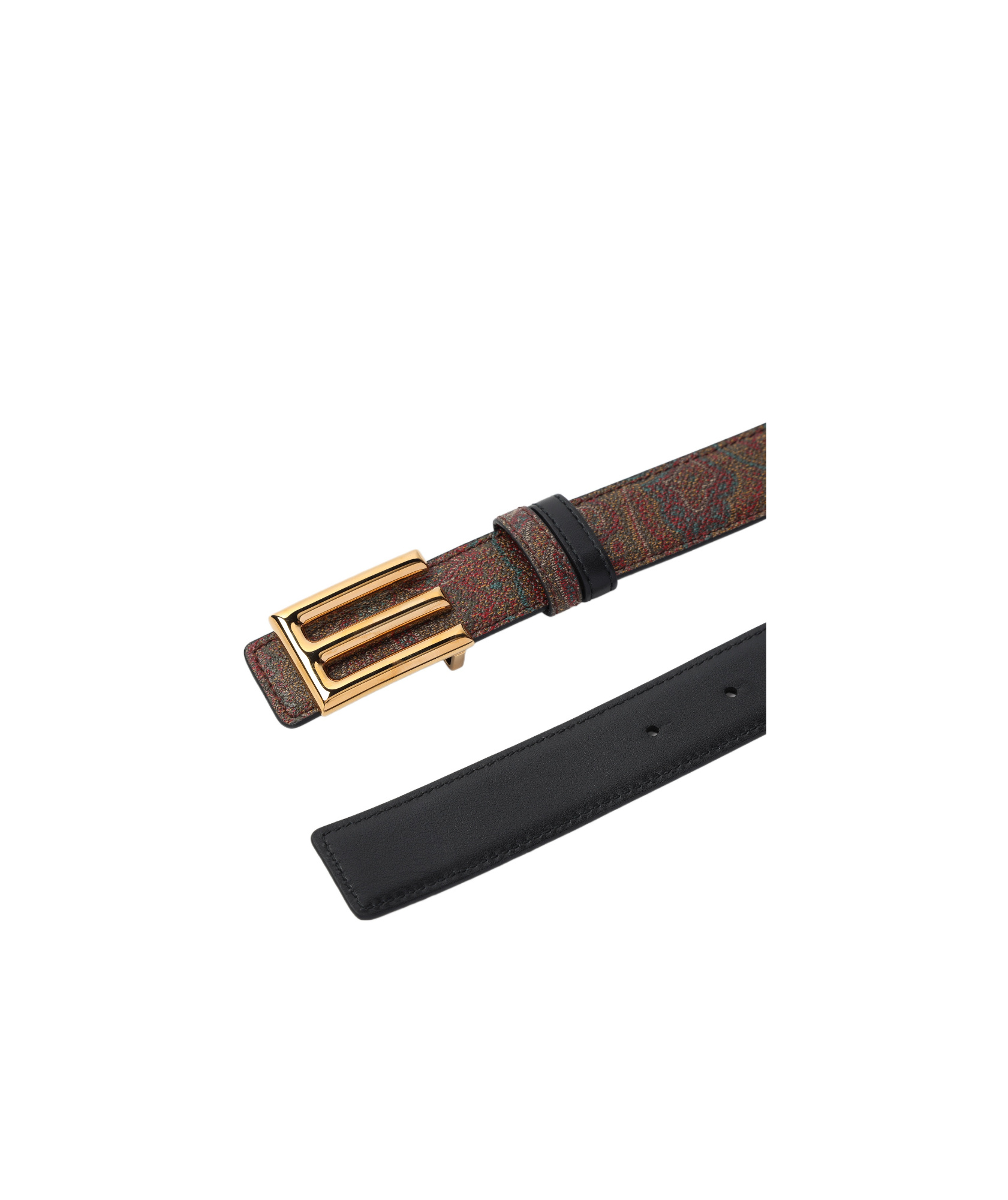 Etro Adjustable Textured Fabric Belt With Gold-tone Buckle In Black