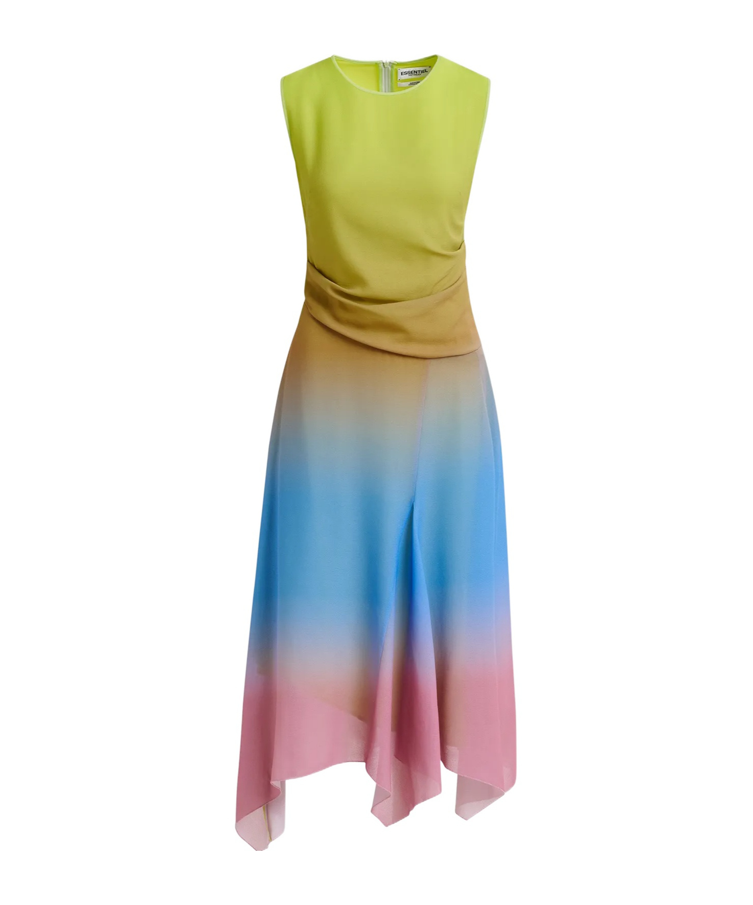 Essentiel Antwerp Tie-dyed Printed Mid-length Dress E In Blue